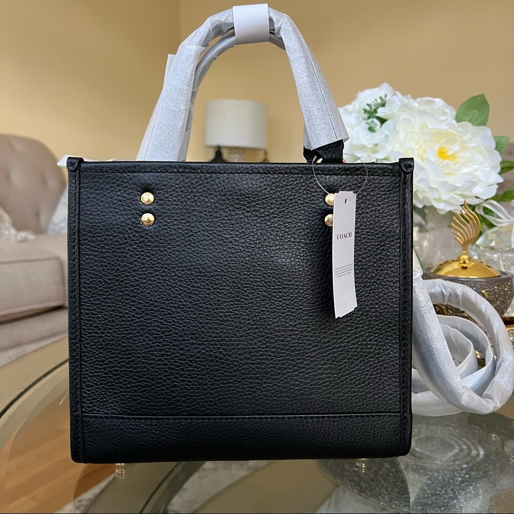 Coach Dempsey Tote 22 With Coach Patch Crossbody Handbag Bag Black - Picture 8 of 12